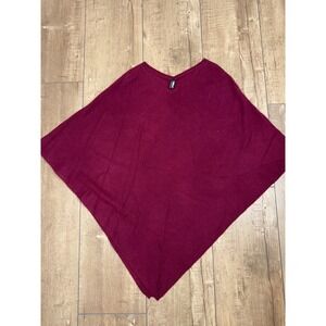 BERYLL Cashmere Poncho Women Burgundy V‎ Neck Oversized Cozy Luxury Made in USA